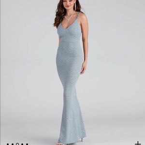 Windsor Blue Sparkly Prom Dress